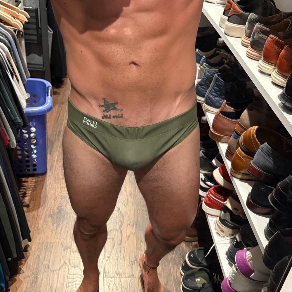 Olive Green Men's Swim Briefs